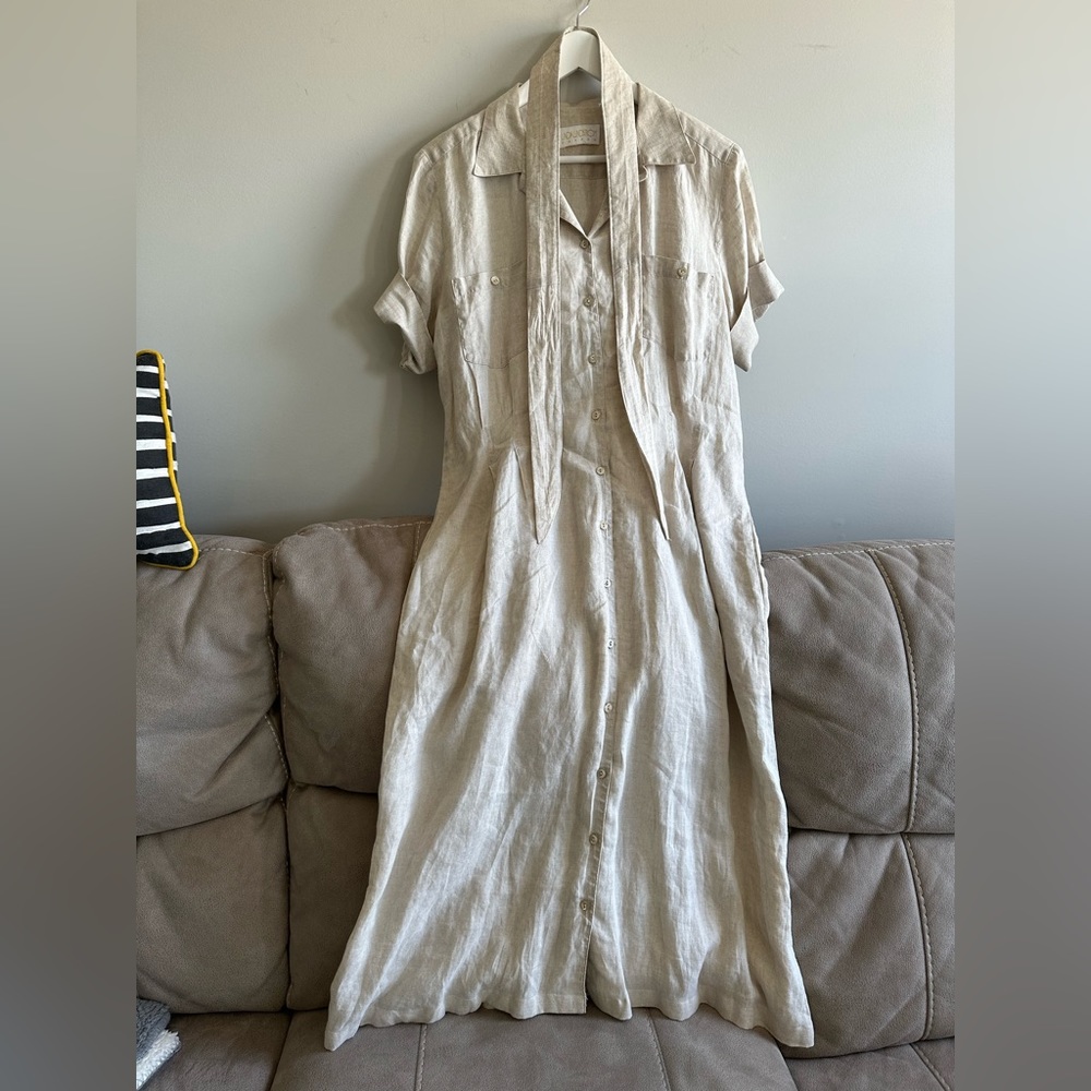 Linda Lundstrom Classic Linen Shirt Dress, Vintage pure natural linen